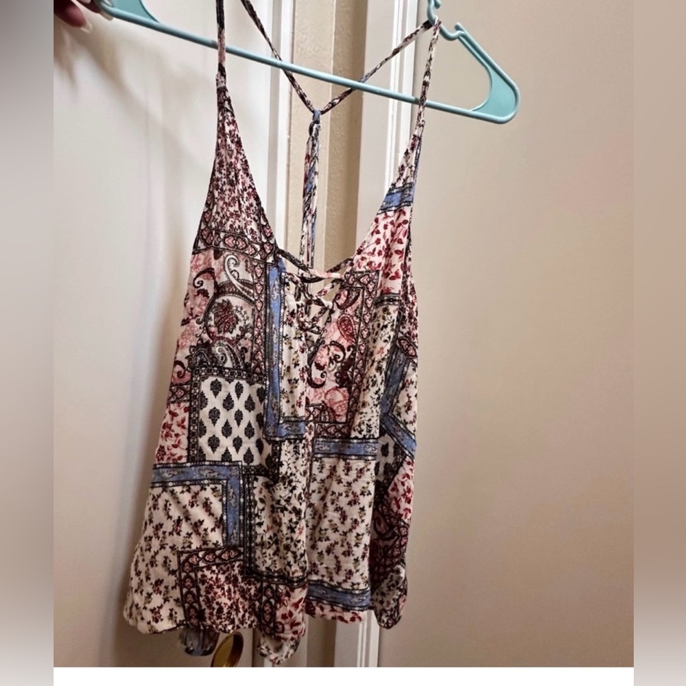 Full tilt. Bohemian Patchwork Spaghetti Strap Top